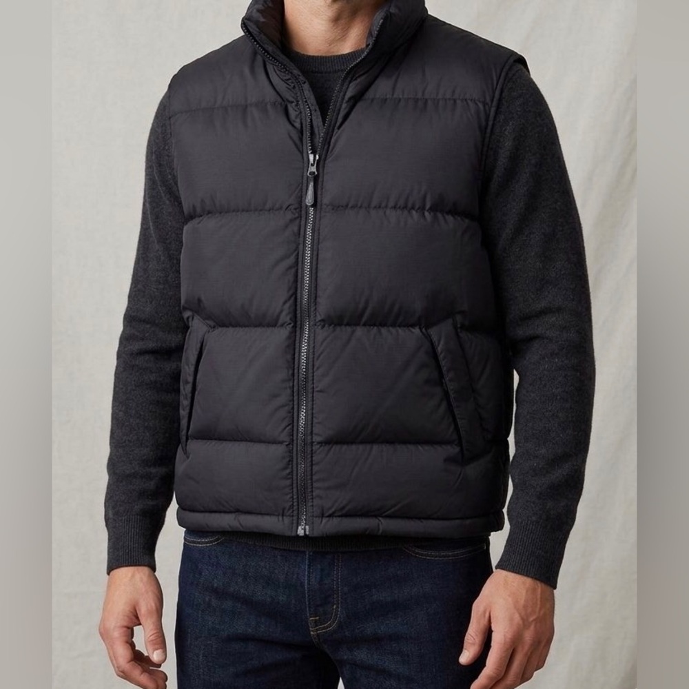 vintage Eddie Bauer Men's Black Goose Down puffer vest Size XL